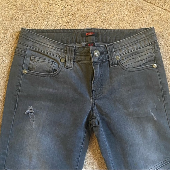 NEW Gray Distressed Vintage Moto Jeans - Picture 5 of 13